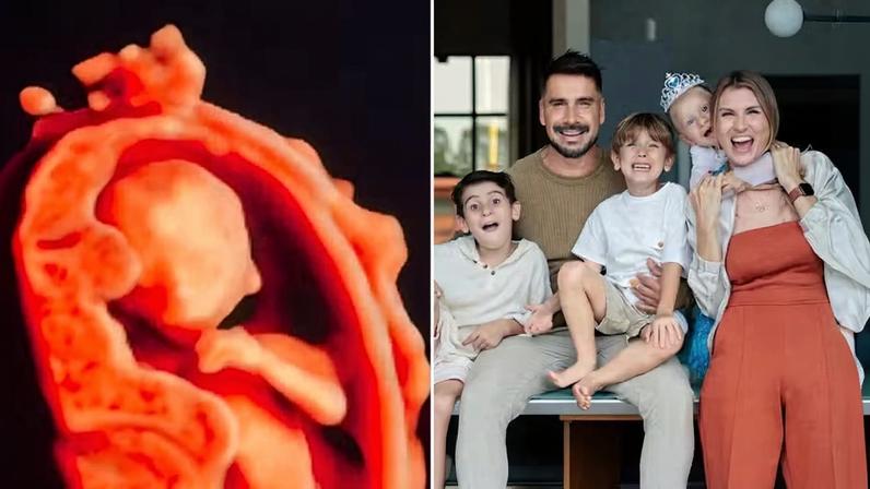 Julio Rocha se emociona com ultrassom do quarto bebê