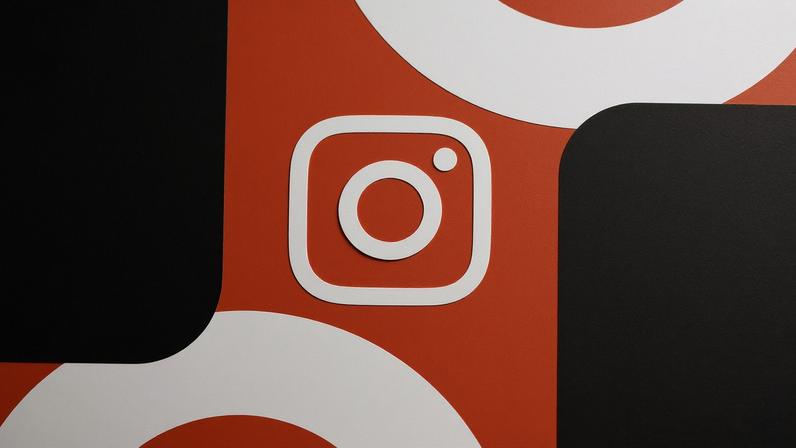 Instagram logo with geometric design background