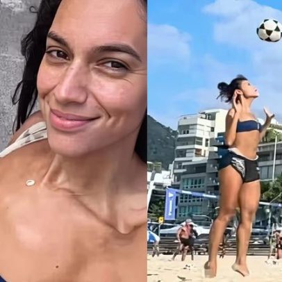 Alane Dias demonstra talento esportivo pela manhã na praia