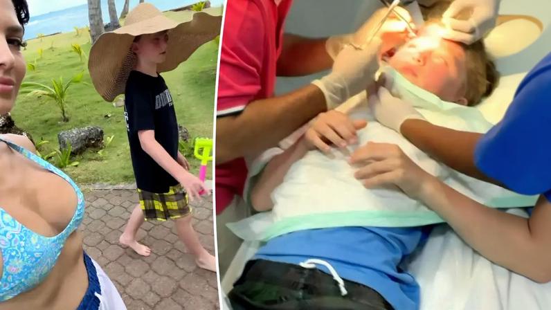 Hilaria Baldwin shared that her and husband Alec Baldwin's 9-year-old son, Leo, had to be rushed to the hospital during their family vacation.