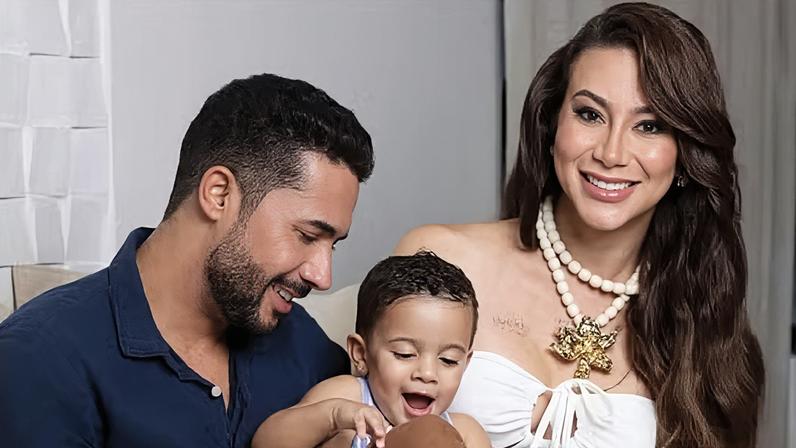 Apoline com marido e filho — Foto: Divulgação