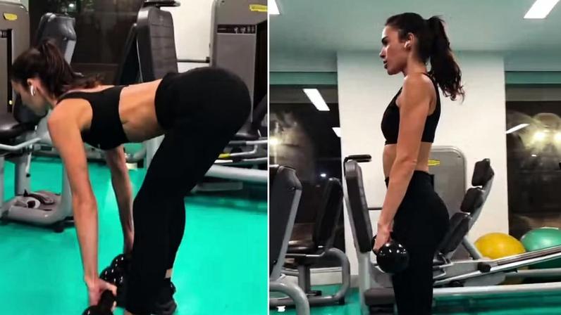 Bruna Marquezine treina à noite e exibe elasticidade e forma física