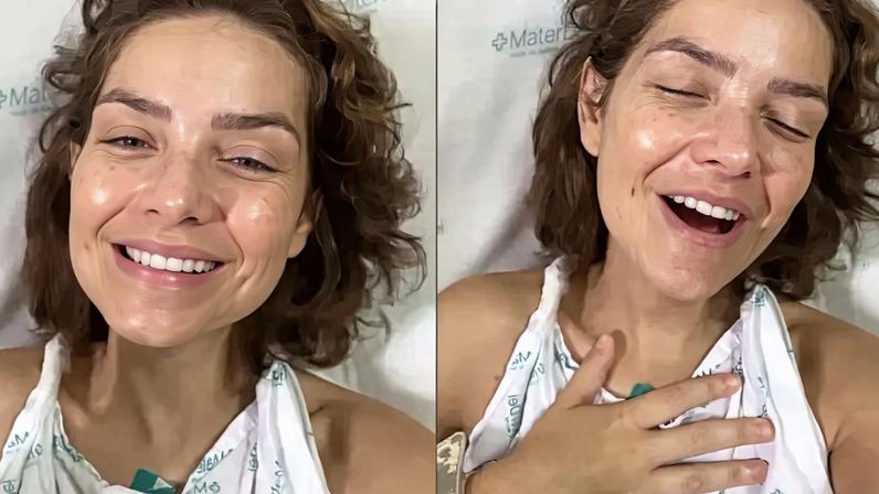 Camila Campos celebra recuperação após nova cirurgia no hospital