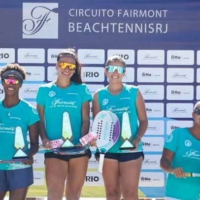 Campeões da 2ª etapa do circuito de beach tennis em Copacabana