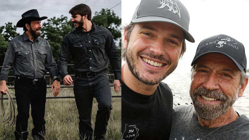 Chuck Norris com o filho Dakota Norris — Foto: Reprodução/Instagram