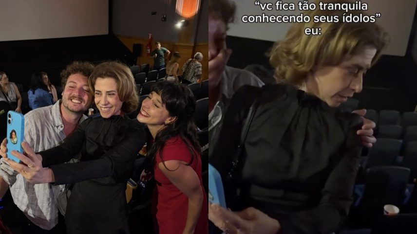 Atriz cai e quase derruba Fernanda Torres junto — Foto: Reprodução/Instagram