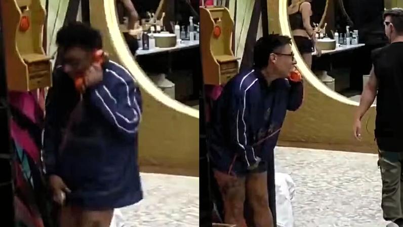Participante do Gran Hermano atende big fone sem calças
