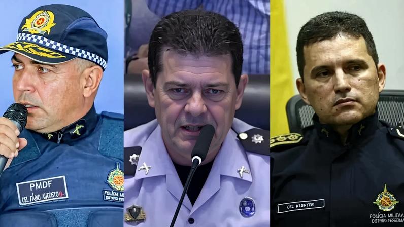 Os ex-PMs do Distrito Federal Fábio Augusto Vieira, Marcelo Casimiro Vasconcelos e Klepter Rosa Gonçalves — Foto: Paulo H. Carvalho/Agência Brasília e Marcelo Camargo/Agência Brasil