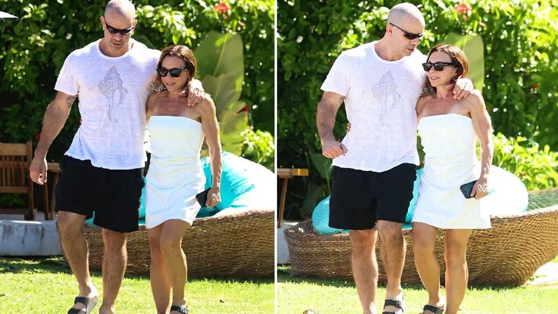 Carla Marins é vista passeando com o marido durante folga da novela das 21h