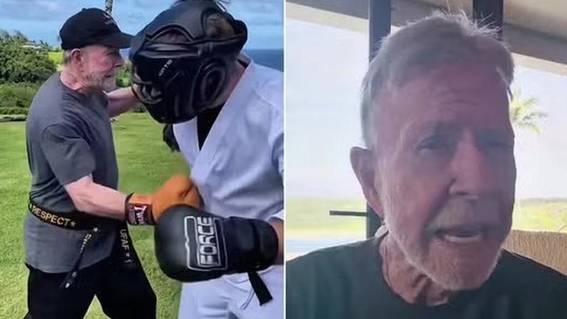 Chuck Norris posta vídeo lutando no seu aniversário de 86 anos — Foto: Reprodução/Instagram