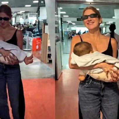 Dani Calabresa amamenta no aeroporto e declara amor pelo filho