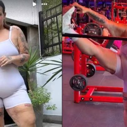 Thais Carla exibe flexibilidade em look de academia após perder mais de 85 kg