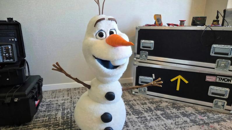 Olaf, a Disney Imagineering robot that will greet guests at Disney parks.