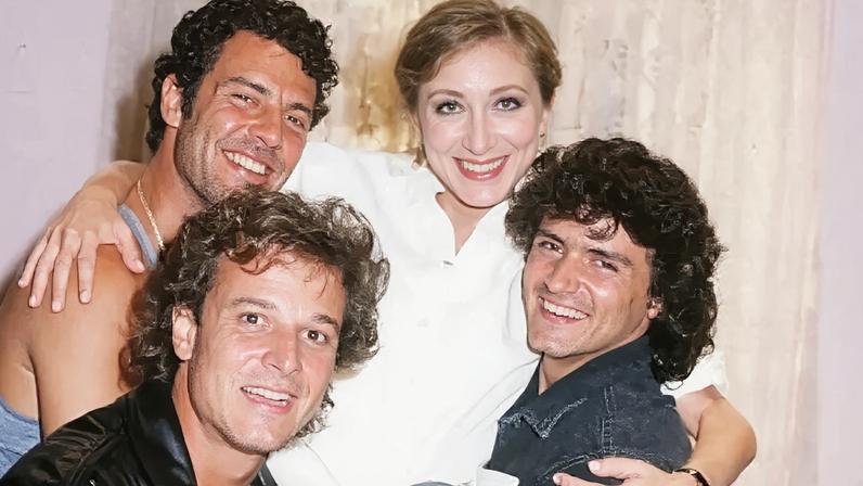 Gerson Brenner, Marcello Novaes e Jandir Ferrari foram 'as três filhinhas de Dona Armênia', papel de Aracy Balabanian, nas novelas 'Rainha da Sucata' e 'Deus nos Acuda' — Foto: TV Globo