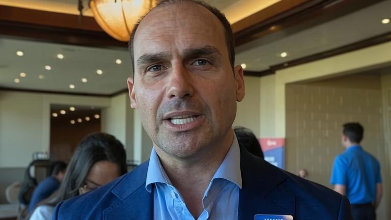 Eduardo Bolsonaro durante a CPAC, em Dallas (EUA)