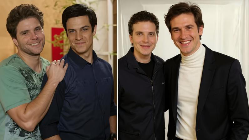 Thiago Fragoso e Maetus Solano, como Niko e Félix, em 'Amor à Vida' (Globo, 2013) e com visual atual