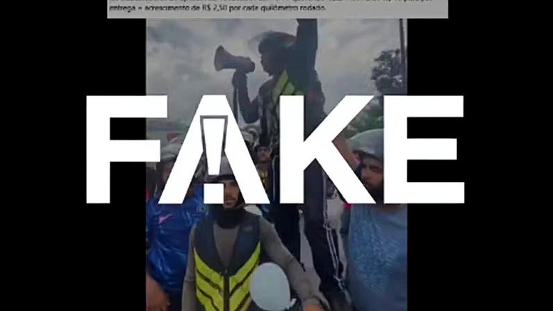 É #FAKE que vídeo mostre ato de entregadores contra governo Lula; imagens exibem protesto após morte de motoboy em janeiro — Foto: Reprodução