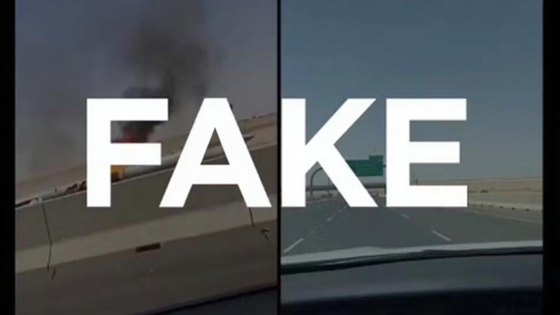 É #FAKE vídeo de jato israelense explodindo após ser abatido no Kuwait; cena foi criada com inteligência artificial — Foto: Reprodução