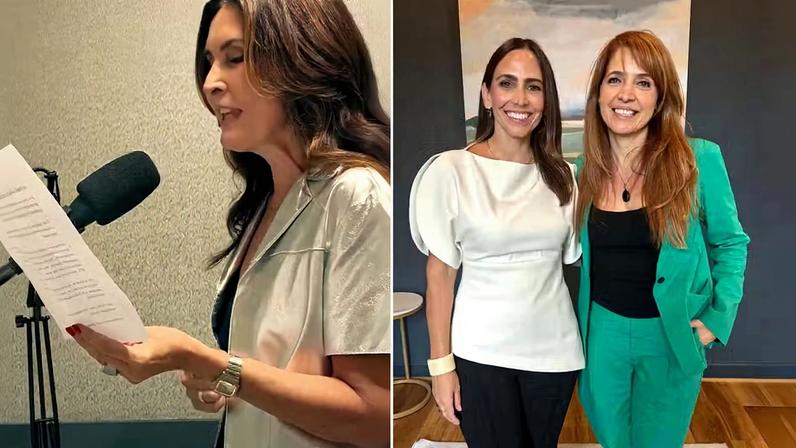 Fátima Bernardes narrou a história da cientista inglesa Jean Purdy (à esquerda); Poliana Abritta com a doutora Livia Eberlin, no Texas (à direita)