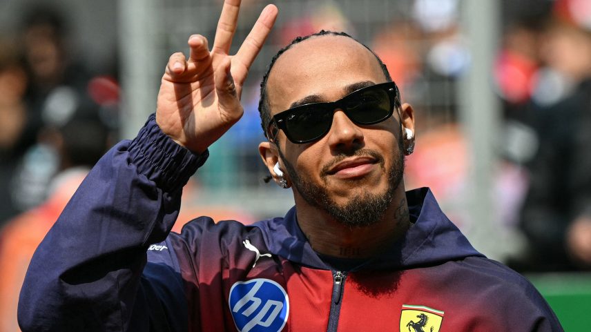 Lewis Hamilton (seen above at the Formula One Chinese Grand Prix in March) hung out with Kim Kardashian and Kanye West’s oldest son, Saint West.