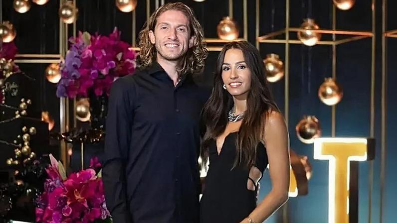 Filipe Luís e sua esposa Patrícia após título do Flamengo (Foto: Arquivo pessoal)