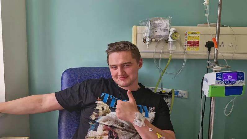 Finnian Garbutt seen in the hospital.