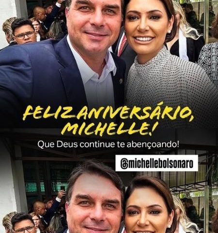 Flávio afaga Michelle no aniversário, mesmo sem receber apoio