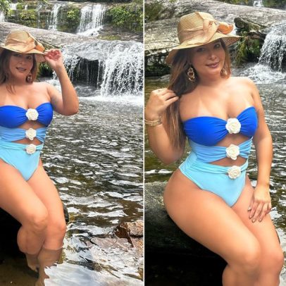 Geisy Arruda visita aldeia indígena em Paraty e registra momento na cachoeira