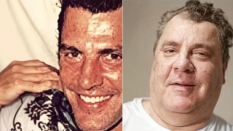 Gerson Brenner em 'Rainha da Sucata' (Globo, 1990), como Gerson Giovanni, e com visual atual — Foto: Divulgação/TV Globo e Reprodução