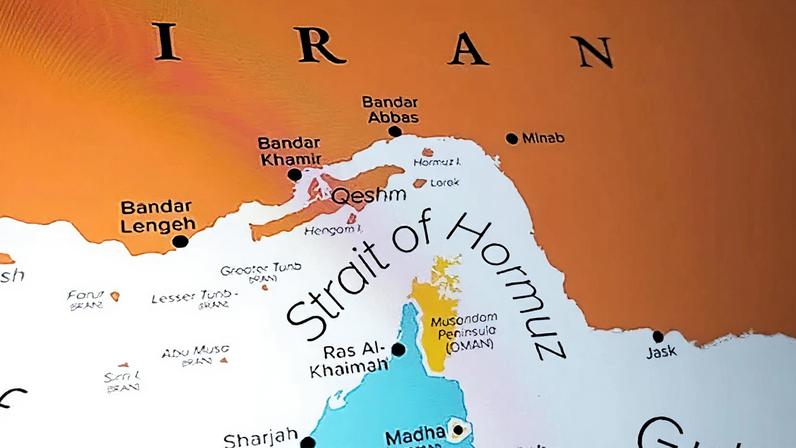 Mapa mostra o Estreito de Ormuz