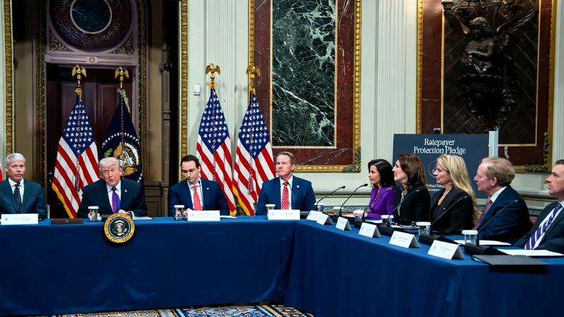 Trump summoned tech leaders to the White House on Wednesday, March 4, 2026 to sign pledges committing their companies to foot the electricity bill for energy-hungry data centers.