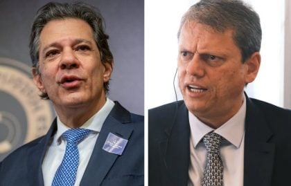 O ministro da Fazenda, Fernando Haddad, e o governador de São Paulo, Tarcísio de Freitas. Fotos: Reprodução/MF e Vinicius Freitas/GOVSP