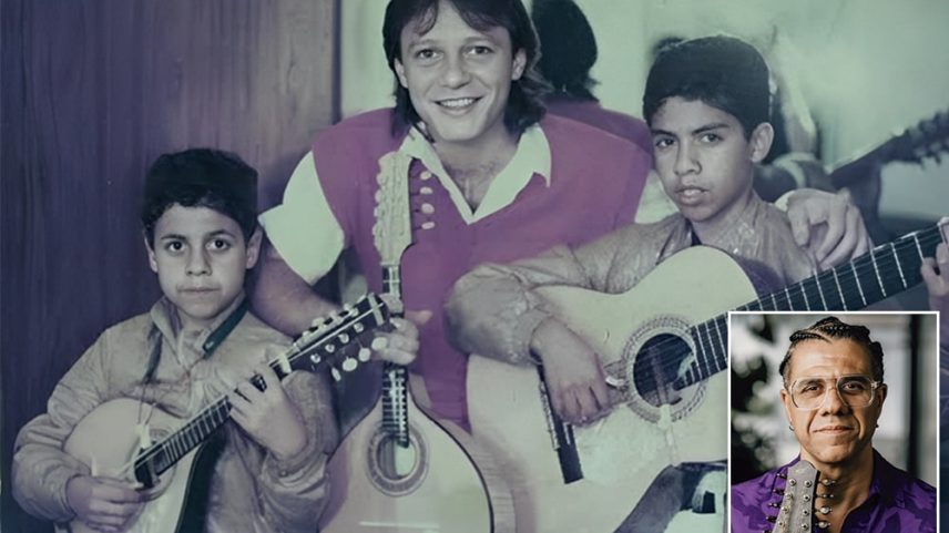 Virtuosi. Os fundamentos da música ele recebeu do pai, um militar da reserva. Armandinho (acima, entre Hamilton e seu irmão) seria depois um de seus mestres – Imagem: Acervo Pessoal/Hamilton de Holanda e Nando Chagas