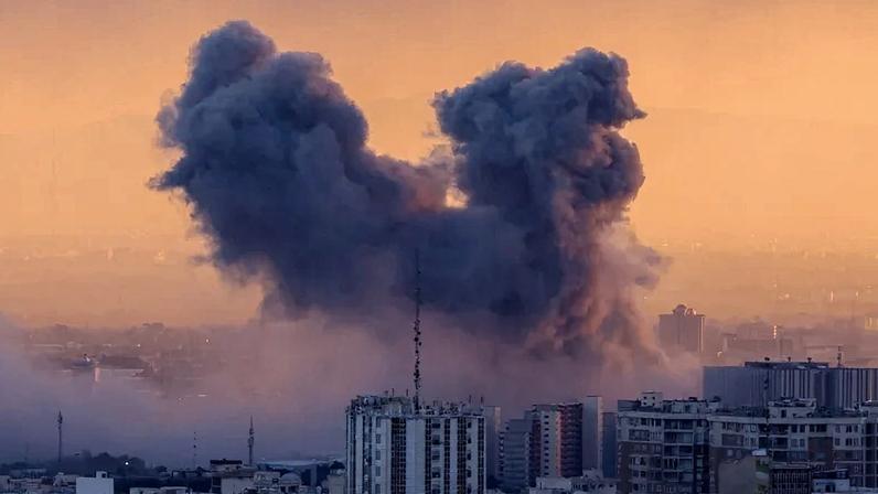 A plume of smoke rises after a strike on the Iranian capital Tehran, on March 3, 2026.