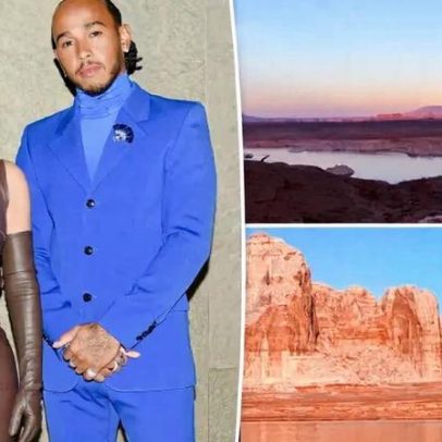 Kim Kardashian e Lewis Hamilton divulgam fotos de viagem romântica a Lake Powell