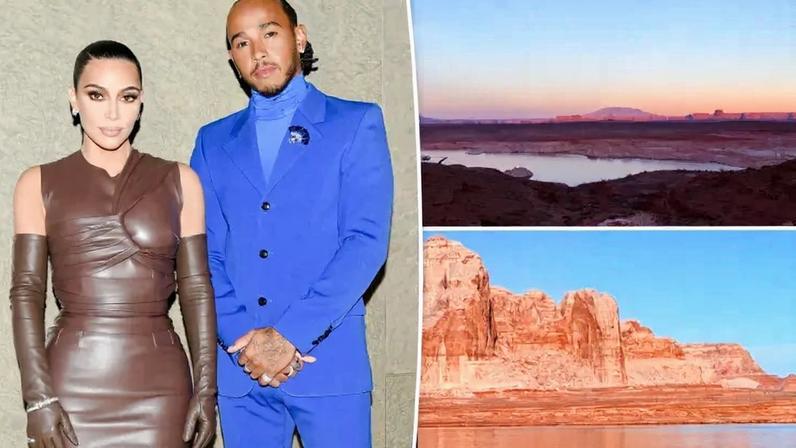 Kim Kardashian and Lewis Hamilton both posted about their Lake Powell, Ariz., trip via Instagram Monday.