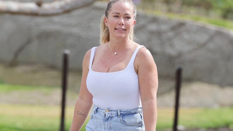 Kendra Wilkinson (seen here in February) revealed the reason she’s starting to take GLP-1 shots — so that she can fit in her jeans again.
