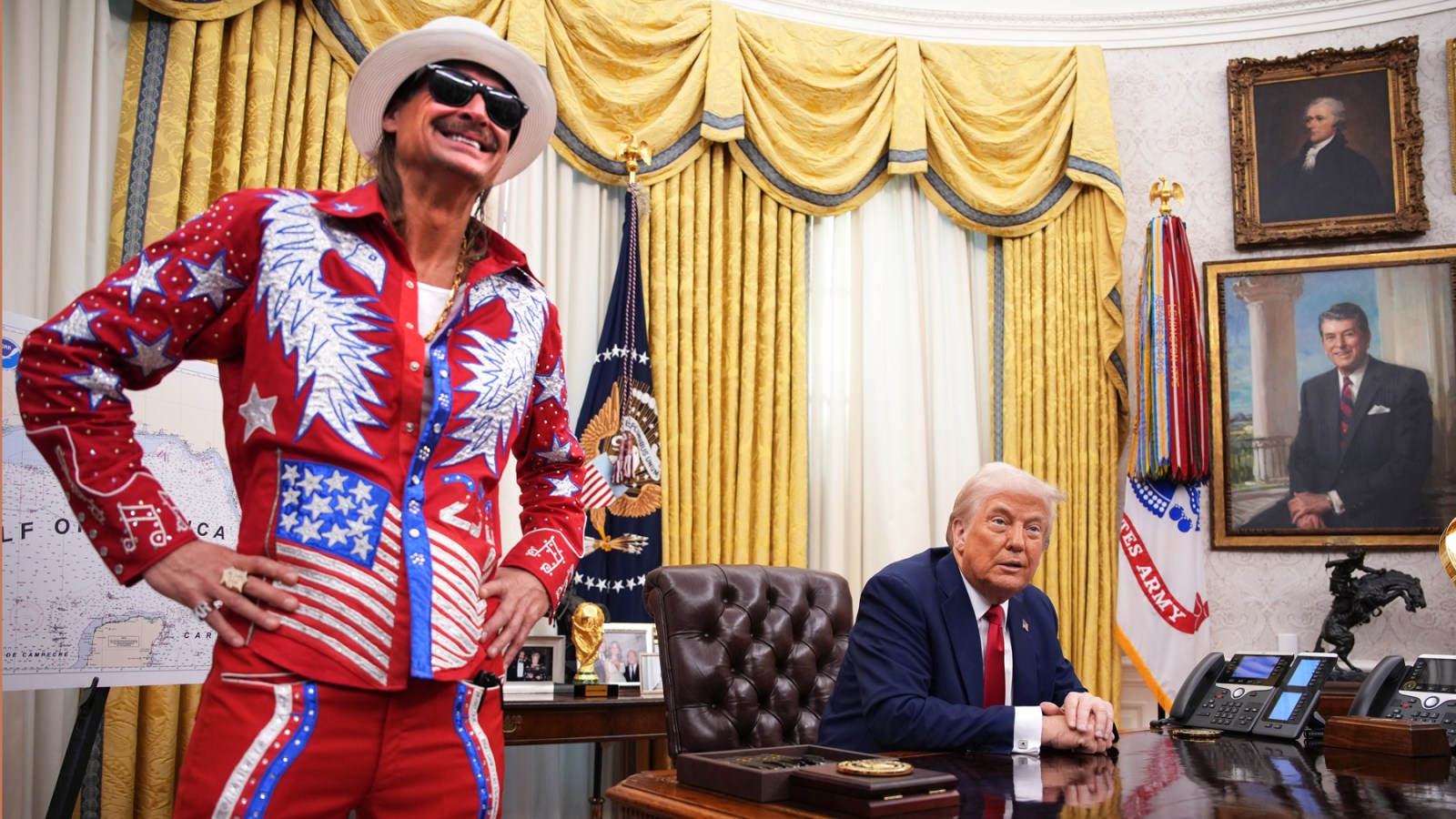Kid Rock and Donald Trump in the Oval Office. "My buddy is the Commander-in-Chief," Rock told a Nashville TV outlet.