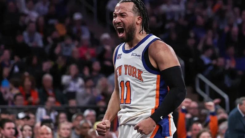 Jalen Brunson, do New York Knicks, durante jogo contra o San Antonio Spurs no Madison Square Garden, em Nova York, em 1º de março de 2026.