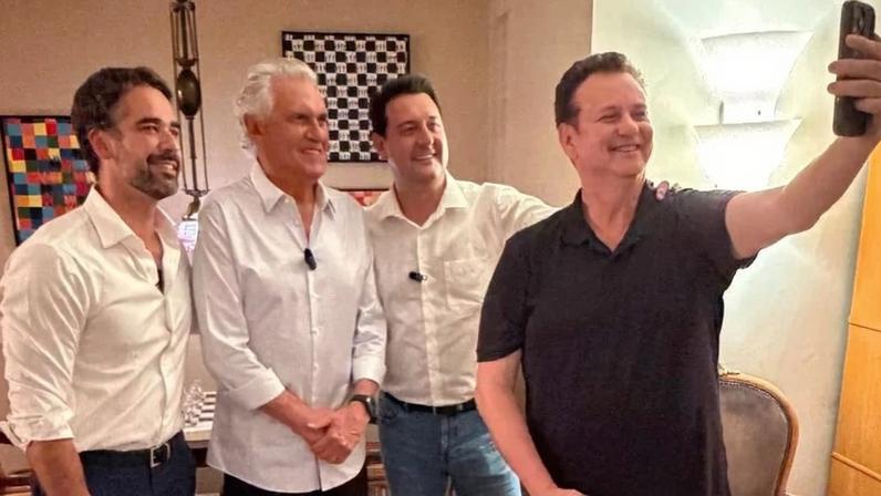 Os governadores Eduardo Leite (RS), Ronaldo Caiado (GO), Ratinho Jr. (PR), e o presidente do PSD, Gilberto Kassab. Foto: Reprodução redes sociais