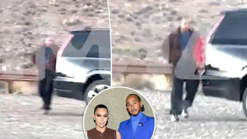 Kim Kardashian e Lewis Hamilton observam pôr do sol no deserto do Arizona