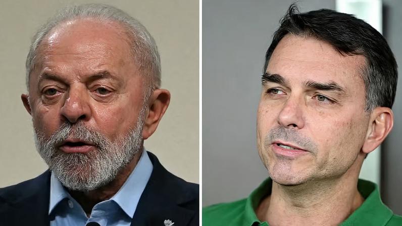 Lula e Flávio Bolsonaro — Foto: Reprodução