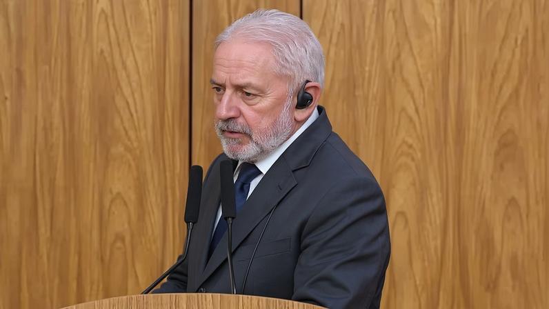 Lula em declaração durante visita de Estado do presidente da África do Sul, Cyril Ramaphosa. — Foto: Reprodução/Canal Gov