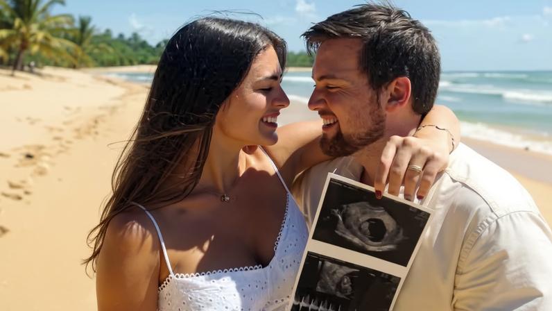 Filha de Cesar Filho elogia o bebê no ultrassom e o descreve como galã