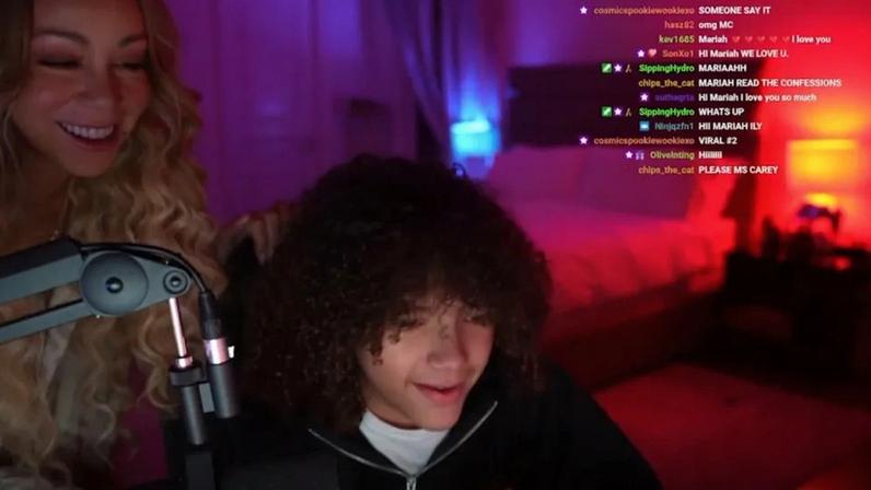 Mariah Carey made an impromptu appearance on her son, Moroccan’s, Twitch livestream on Friday night, as seen above.