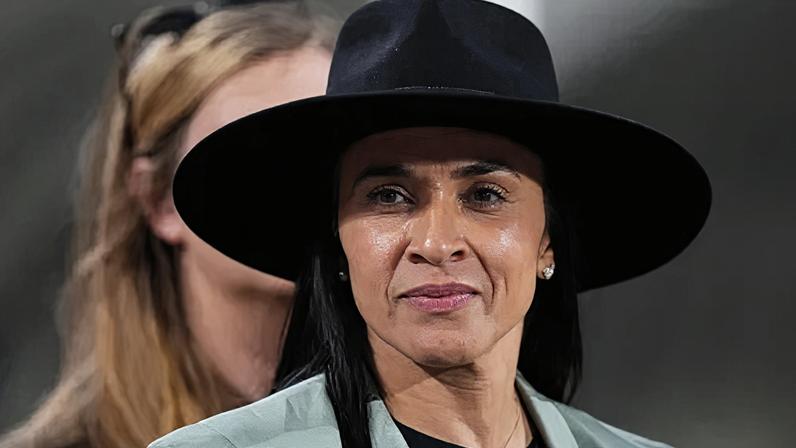 Marta no Camping World Stadium, em Orlando, para assistir a Brasil x Croácia