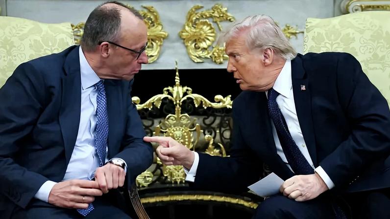 German Chancellor Friedrich Merz and U.S. President Donald Trump meet in the Oval Office of the White House in Washington on March 3.