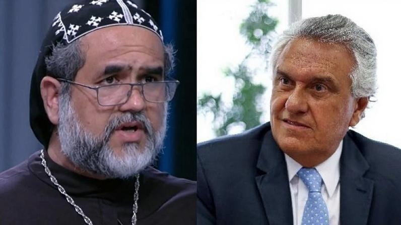 Padre Kelmon em debate presidencial de 2022 e o governador Ronaldo Caiado