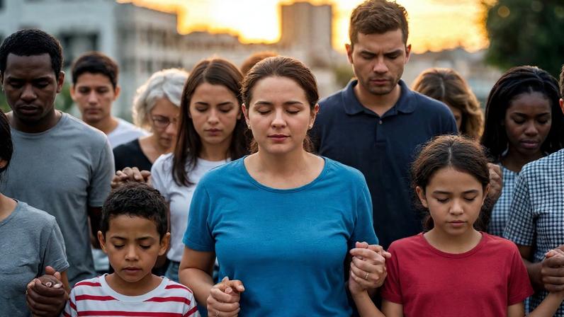 Imagem ilustrativa de pessoas orando