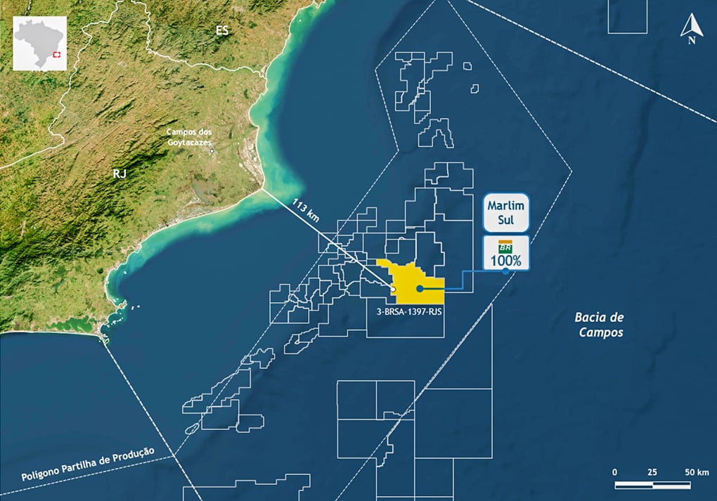 Rio de Janeiro (RJ), 26/03/2026 – Petrobras descobre petróleo em Marlim Sul, no pré-sal de Campos. Arte Petrobras